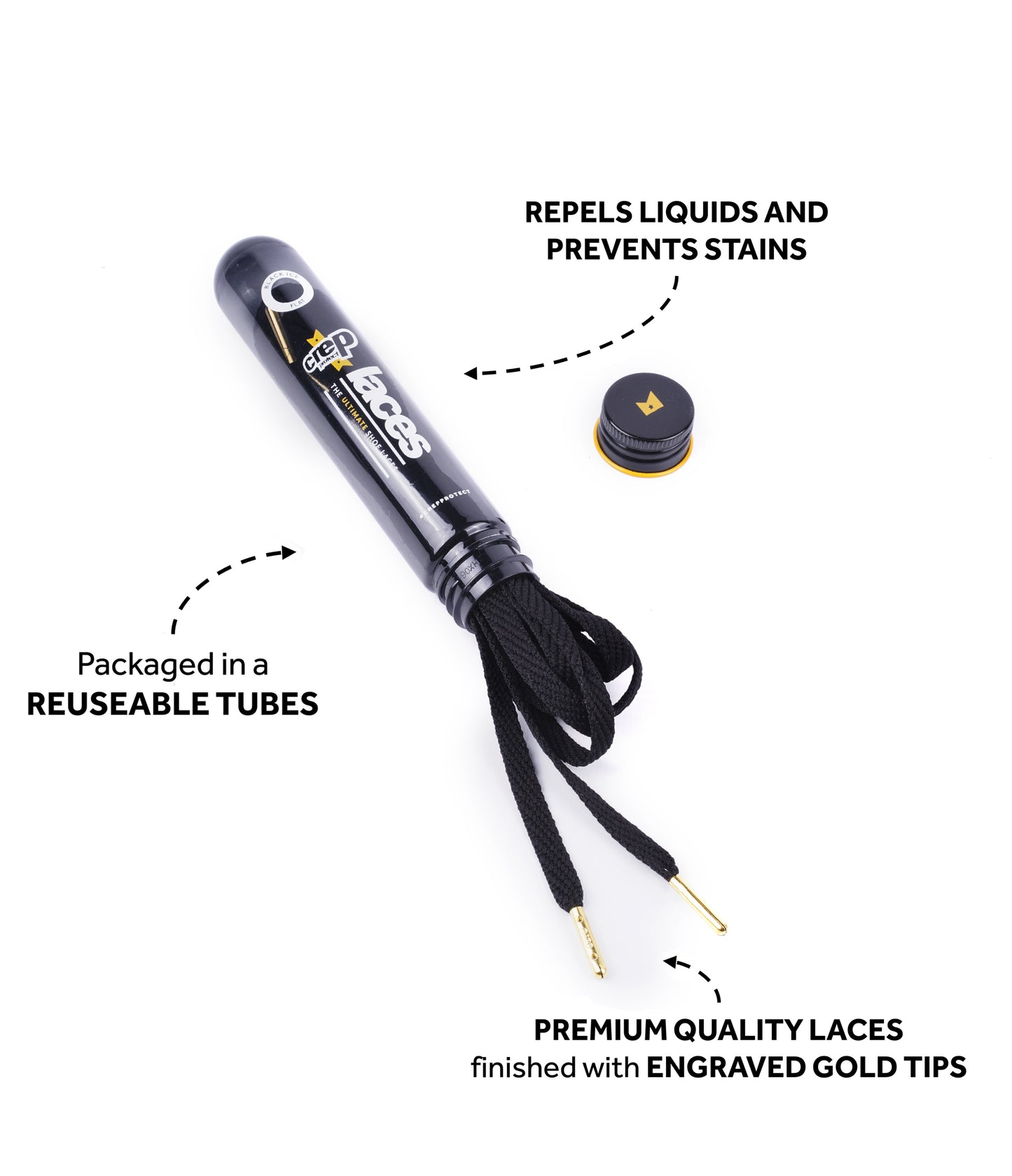 Crep Protect Laces BLACK (FLAT)