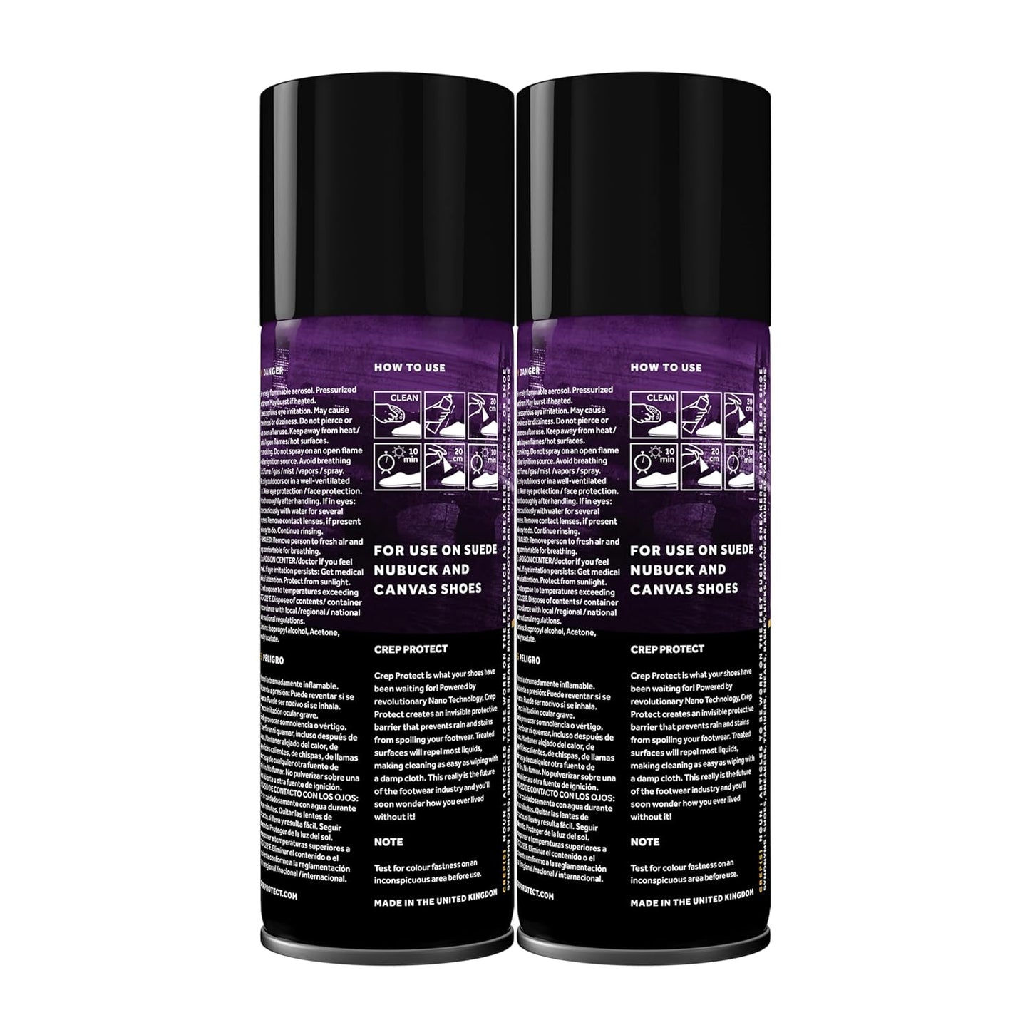 Crep Protect - 200ml Rain & Stain Waterproof Protector Nano Protection for Leather, Nubuck, suede & Canvas - Trainers - Sneaker Care (Pack of 2)